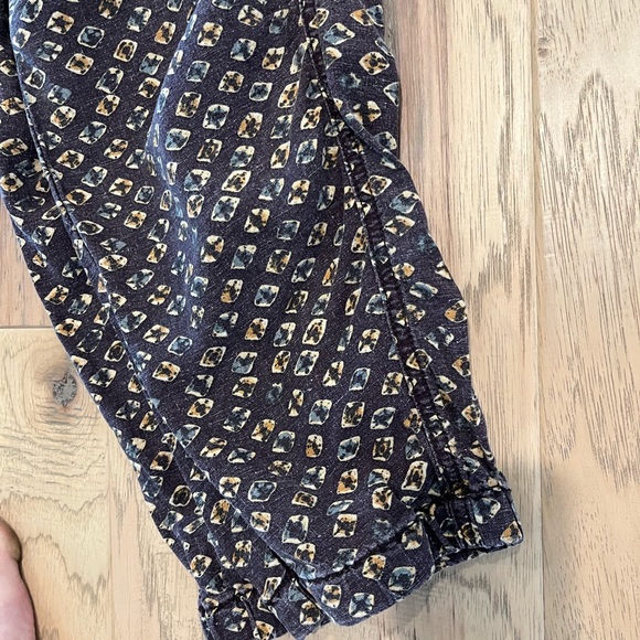 Anthropologie patterned brown tapered pants, size L - Picture 6 of 10